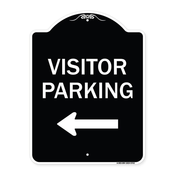 Signmission Designer Series-Visitor Parking Left, Black & White Heavy-Gauge Aluminum, 24" x 18", BW-1824-9743 A-DES-BW-1824-9743 - main